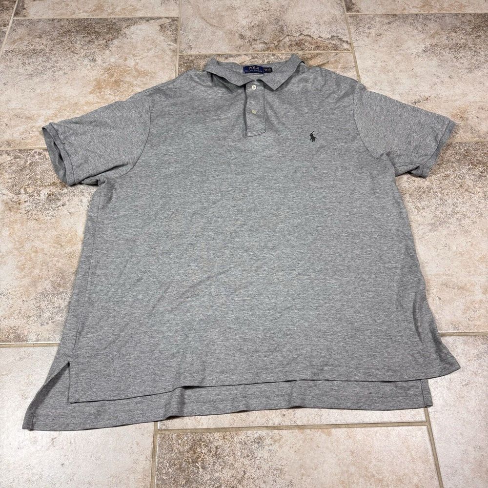 Polo Ralph Lauren Shirt Men's 2XB Big Gray Short Sleeve Polo Preppy